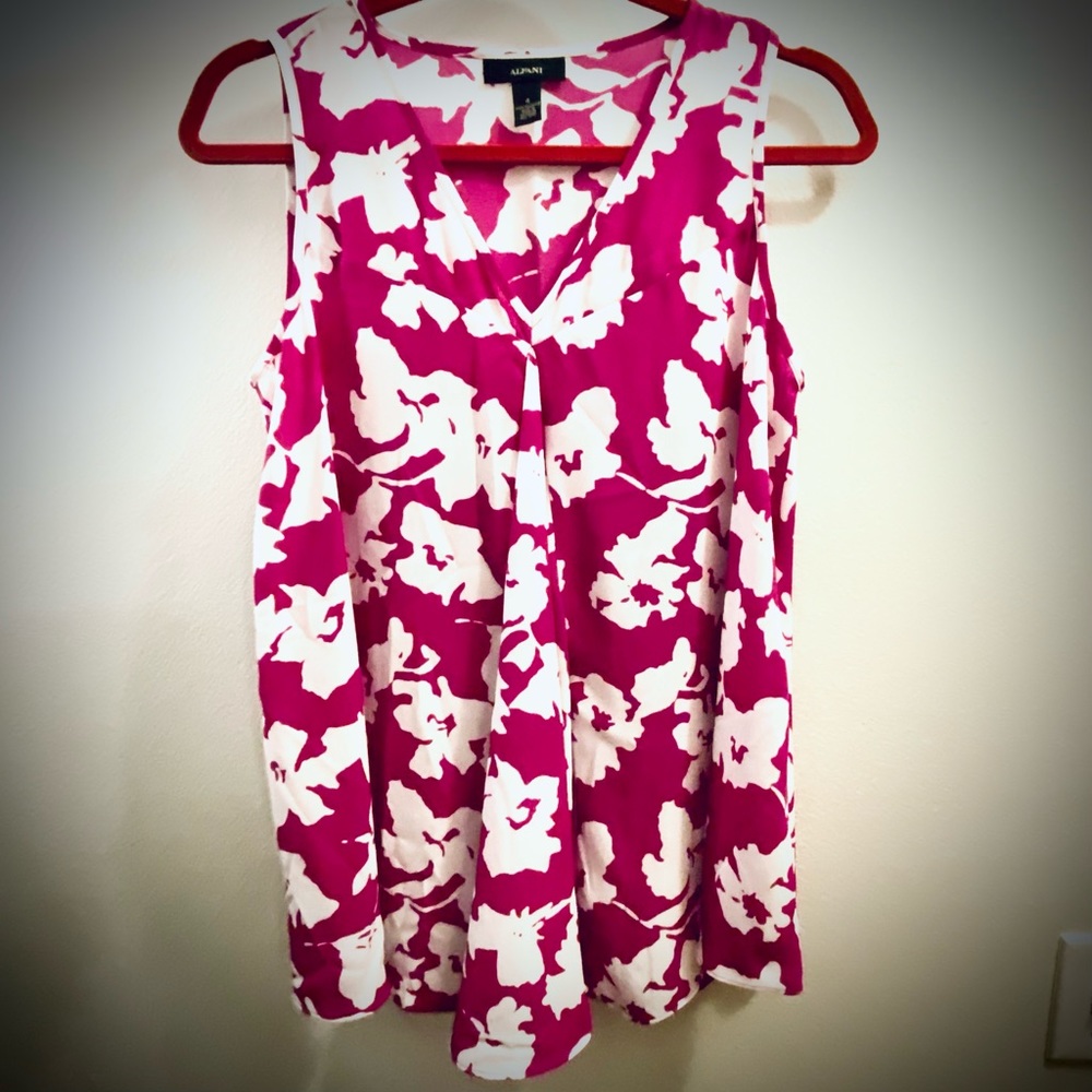 Alfani V-Neck Silk Look Sleeveless Top